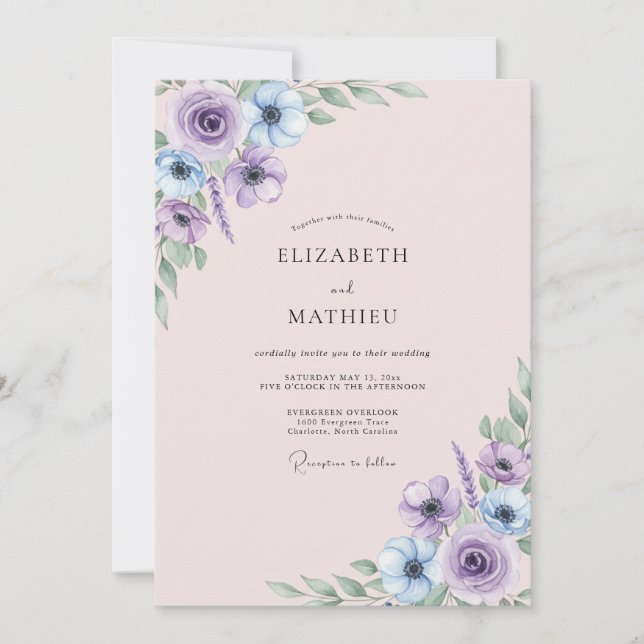 Convites Casamento com Folhas de Orquídea Champagne (Frente)