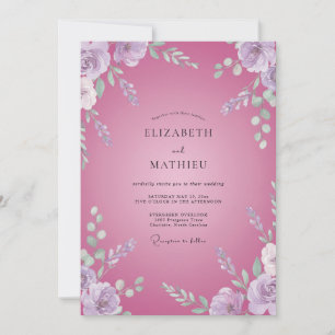 Convites Casamento com Folhas de Orquídea Fúcsia