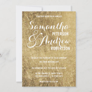 Convites Casamento com folhas de ouro de luxo