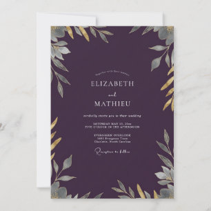 Convites Casamento com Folhas de Ouro e Champanhe de Ameixa