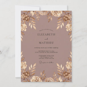 Convites Casamento com Folhas de Ouro Rosa
