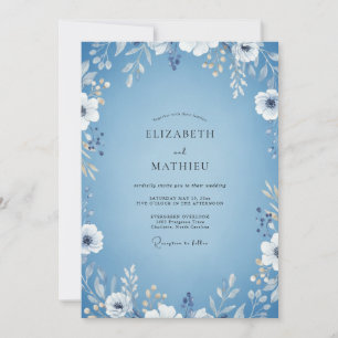 Convites Casamento com Folhas de Periwinkle ao Luar