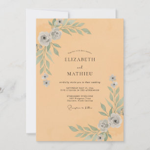 Convites Casamento com Folhas de Pêssego