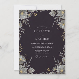 Convites Casamento com Folhas de Prata e Carvão
