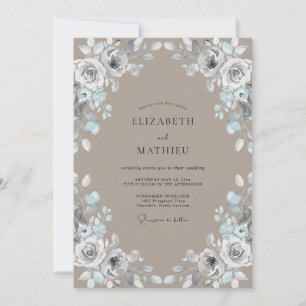 Convites Casamento com Folhas de Prata Quente Bege