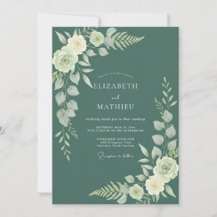 Convites Casamento com Folhas de Sage Azul-Verde