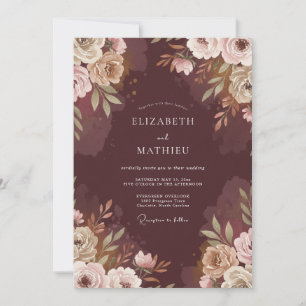 Convites Casamento com Folhas de Taupe de Chocolate