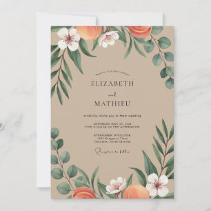 Convites Casamento com Folhas de Terracota Bege