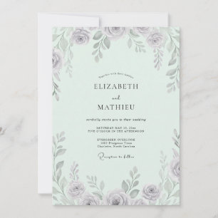 Convites Casamento com Folhas de Tons Pastéis em Mauve Anti