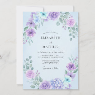 Convites Casamento com Folhas de Violeta Lilás
