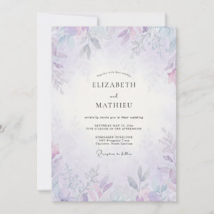 Convites Casamento com Folhas de Violeta Roxa da Floresta