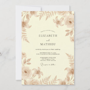 Convites Casamento com Folhas e Champanhe