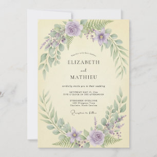 Convites Casamento com Folhas e Creme de Lavanda