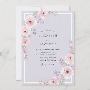 Convites Casamento com Folhas Lavanda Mauve