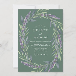 Convites Casamento com Folhas Lilás Musgosas