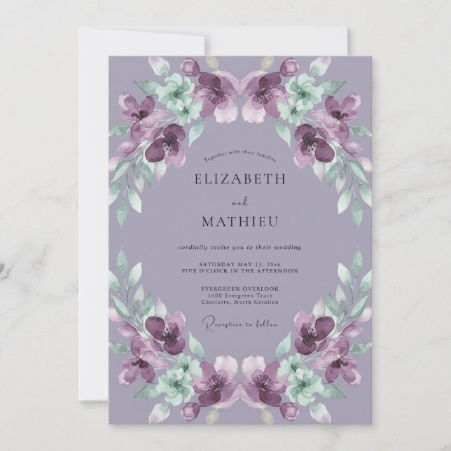 Convites Casamento com Folhas Pintadas de Ámbar (Frente)