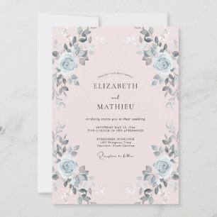 Convites Casamento com Folhas Prateadas e Bege