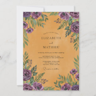 Convites Casamento com Folhas Rochosas Violeta