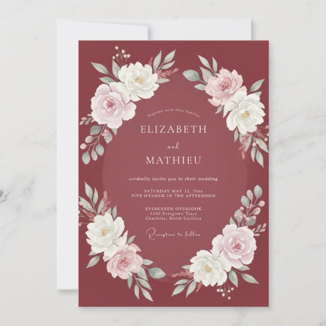 Convites Casamento com Folhas Roxas (Frente)