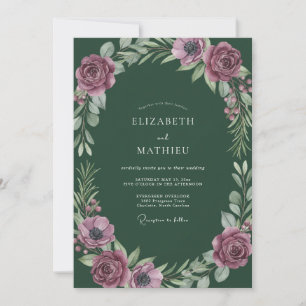 Convites Casamento com Folhas Roxas da Floresta