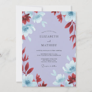 Convites Casamento com Folhas Roxas e Burgundy