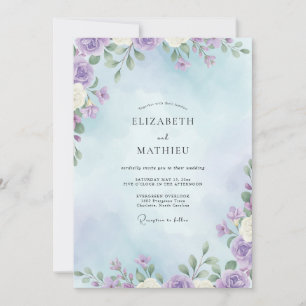 Convites Casamento com Folhas sob Céu Lilás
