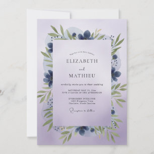 Convites Casamento com Folhas Violeta Índigo