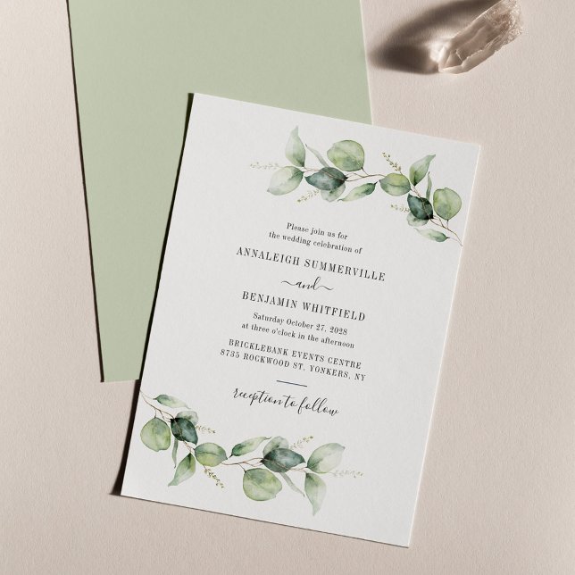 Convites Casamento com Foliage Eucalyptus Greenery (Eucalyptus Botanical Wedding Invitation)