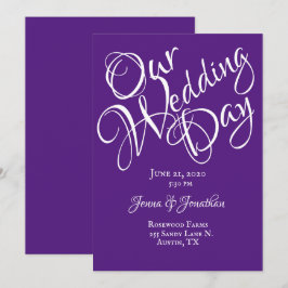 Convites Casamento com Fonte Roxa Elegante