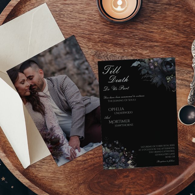 Convites Casamento com Foto Chorre Preto Escuro até Morte (Criador carregado)