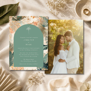 Convites Casamento com Foto de Folhas de Palmeira Tropical