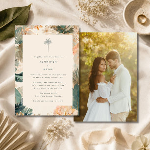 Convites Casamento com Foto de Folhas de Palmeira Tropical