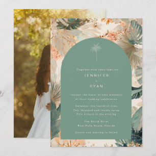 Convites Casamento com Foto de Folhas de Palmeira Tropical