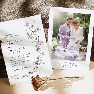 Convites Casamento com Foto de Fundo de Flor Silvestre de L