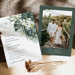 Convites Casamento com Foto de Monstera Verde Tropical Salv