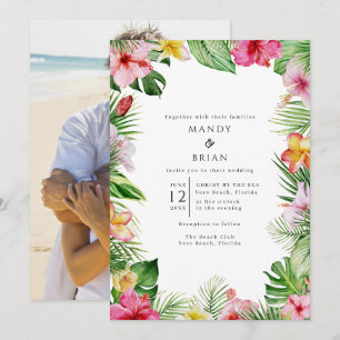 Convites Casamento com Foto de Praia Tropical