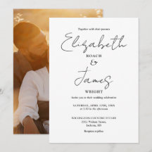 Casamento com Foto de Script Minimalista Preto e B