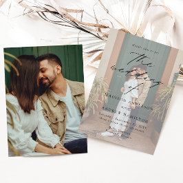 Convites Casamento com Foto de Script Preto Moderno e Elega