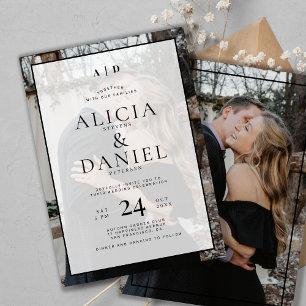Convites Casamento com foto de tipografia simples moderna 2