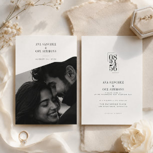 Convites Casamento com Foto Diagonal Moderna