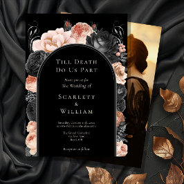 Convites Casamento com Foto do Arco da Morte Preto e Vintag