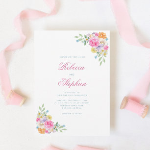 Convites Casamento com Foto do Código QR do Jardim Rosa de 