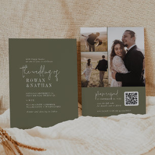 Convites Casamento com Foto do Código QR Verde Verde-Chic M