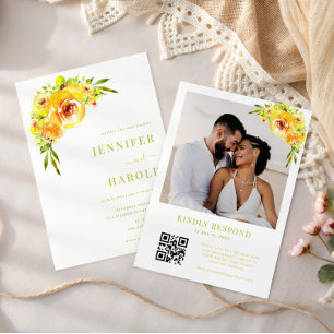 Convites Casamento com Foto do Jardim Floral Vibrante Amare