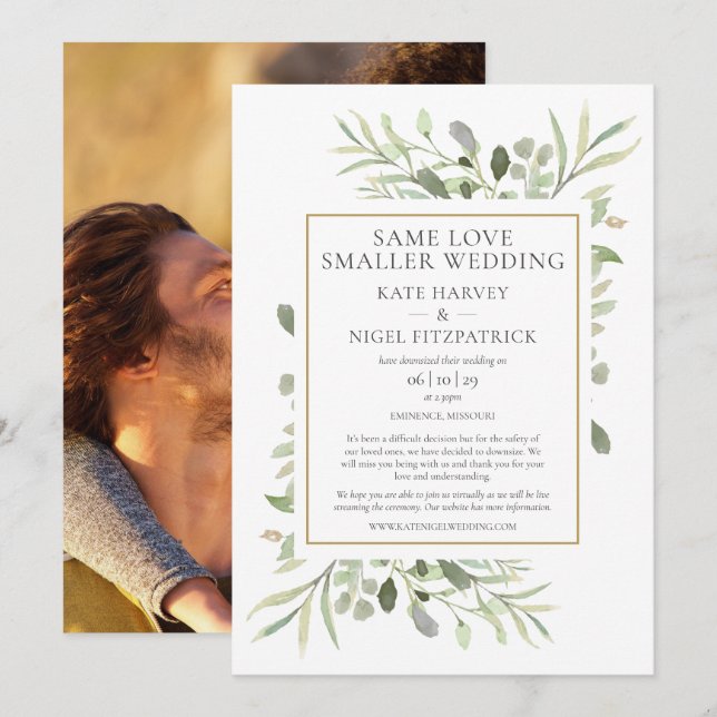 Convites Casamento com Foto Downsized Same Love (Frente/Verso)
