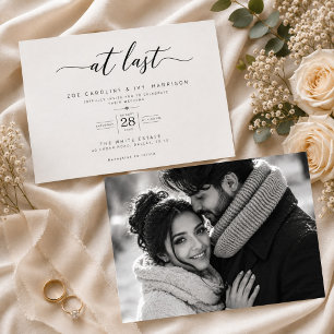 Convites Casamento com Foto e Letra Clássica At Last