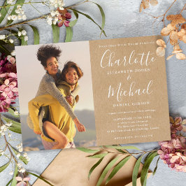 Convites Casamento com Foto e Letra de Assinatura Rústica C