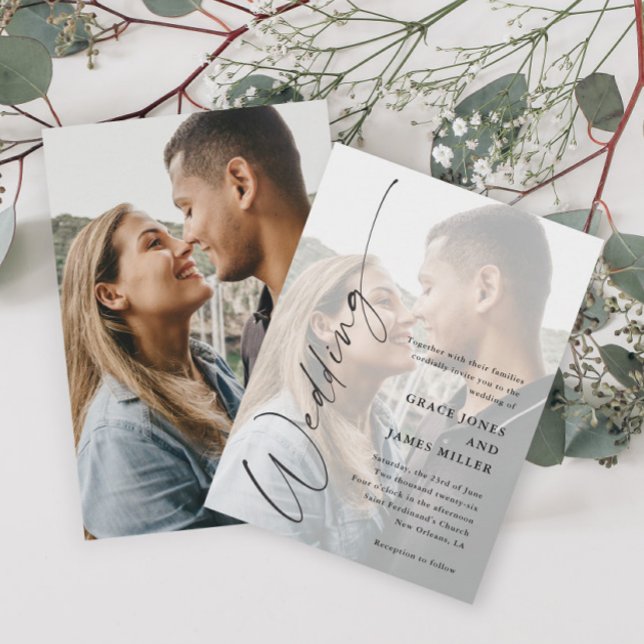 Convites Casamento com Foto e Letra Moderna e Elegante (Criador carregado)