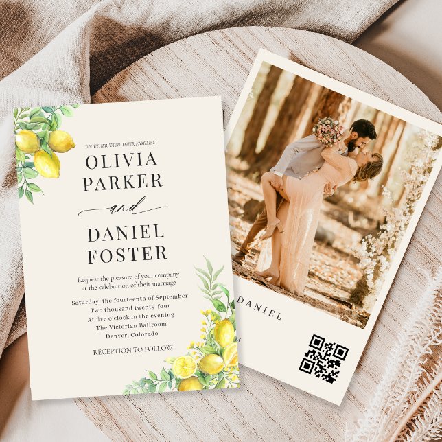 Convites Casamento com Foto e QR Code do Jardim de Limão It (Criador carregado)