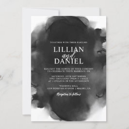 Convites Casamento com Foto em Aquarela Preto e Branco